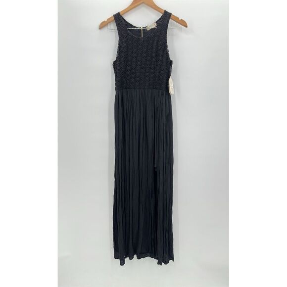 Altar'd State Black Maxi Lined Slit Dress‎ Women's Size Small Zip Back - Picture 1 of 8
